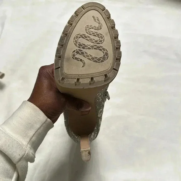 EUC GIANNI BINI HALLAND GLITZY EMBELLISHED LEOPARD PLATFORM HEELED BOOTIES - Picture 6 of 13